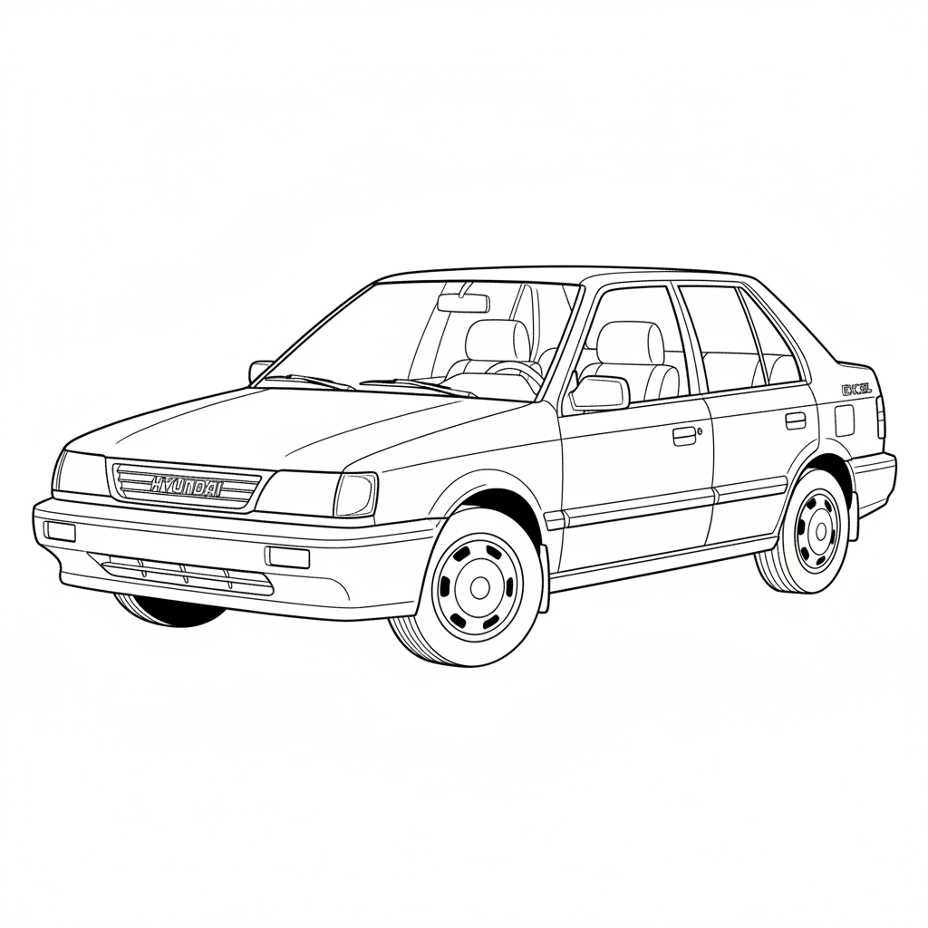 1987 HYUNDAI Excel coloring page