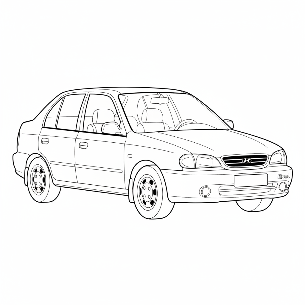 1992 HYUNDAI Excel coloring page