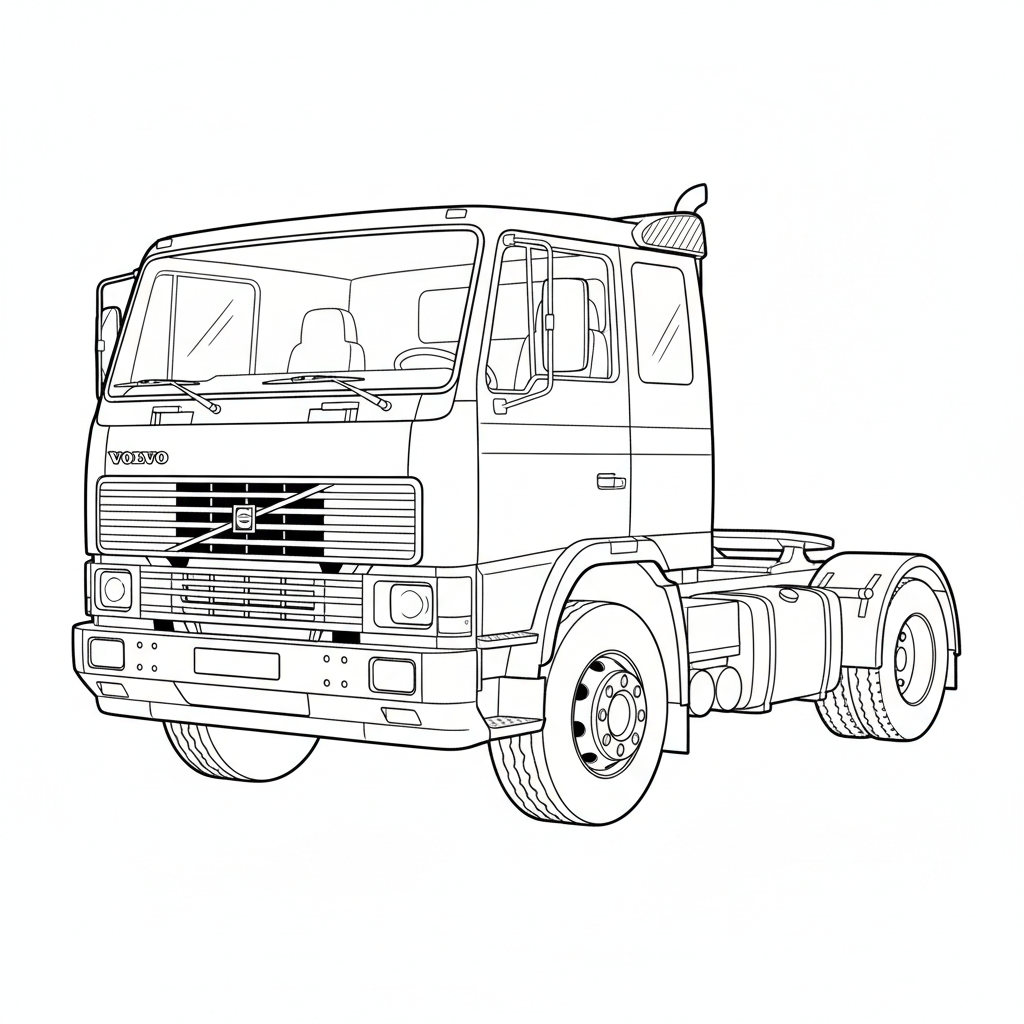 VOLVO F12 w/F7 Cab coloring page preview