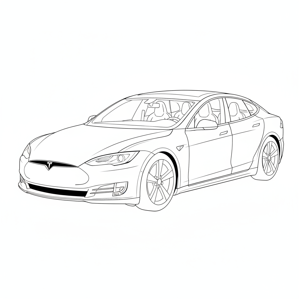 2013 TESLA Model S coloring page