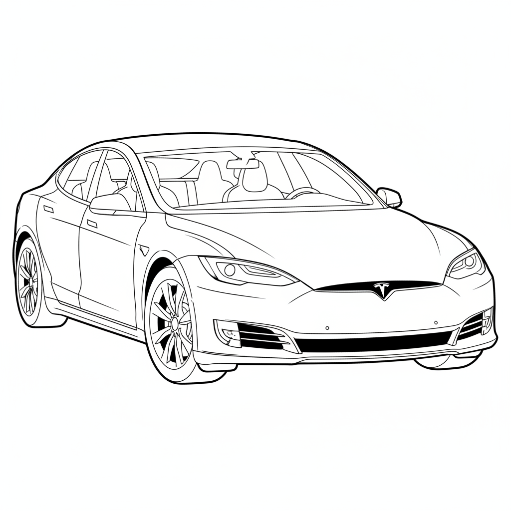2014 TESLA Model S coloring page