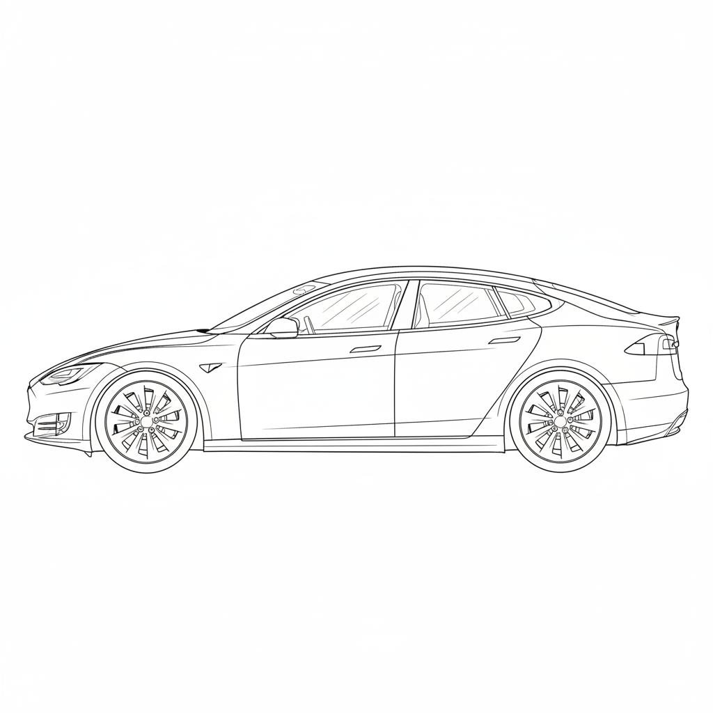 2015 TESLA Model S coloring page