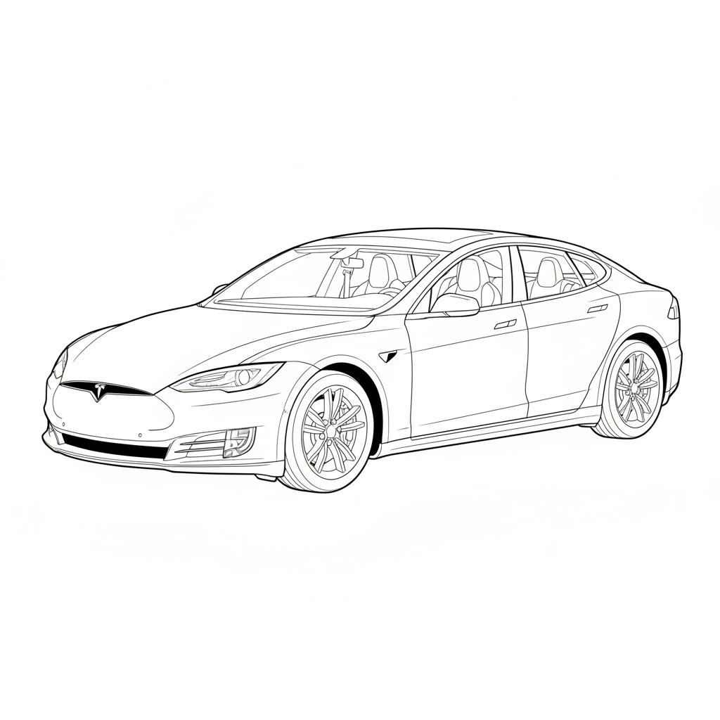 2016 TESLA Model S coloring page