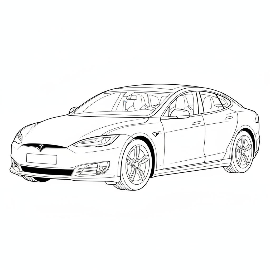 2017 TESLA Model S coloring page