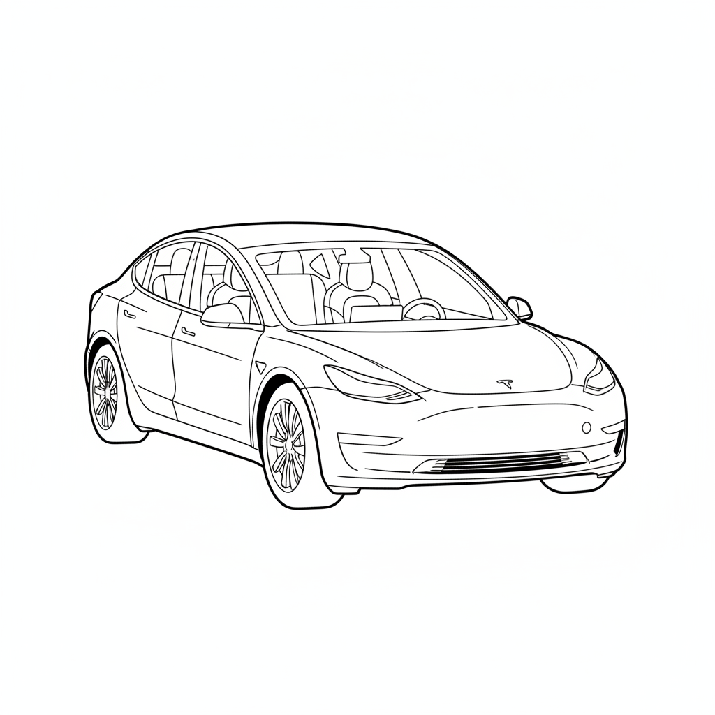2018 TESLA Model 3 coloring page