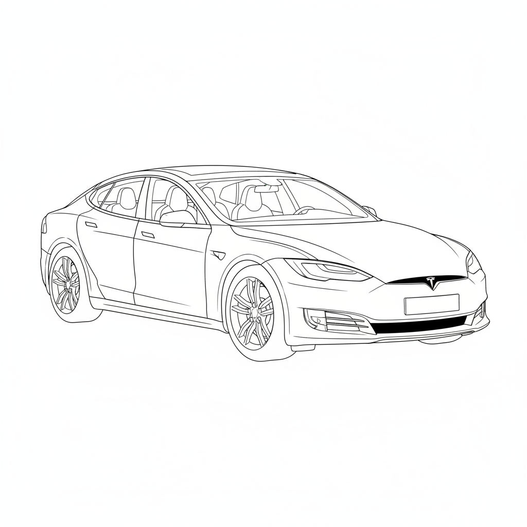 2018 TESLA Model S coloring page