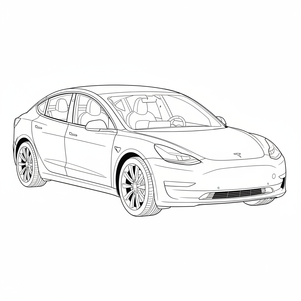 2019 TESLA Model 3 coloring page