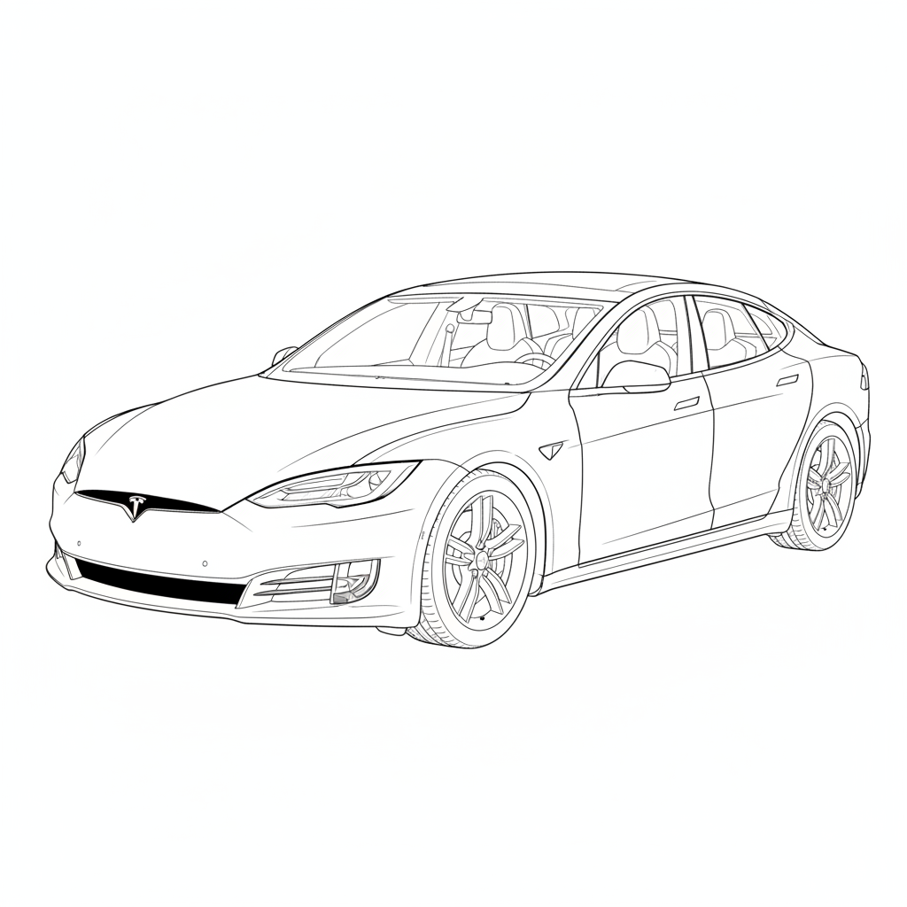 2019 TESLA Model S coloring page