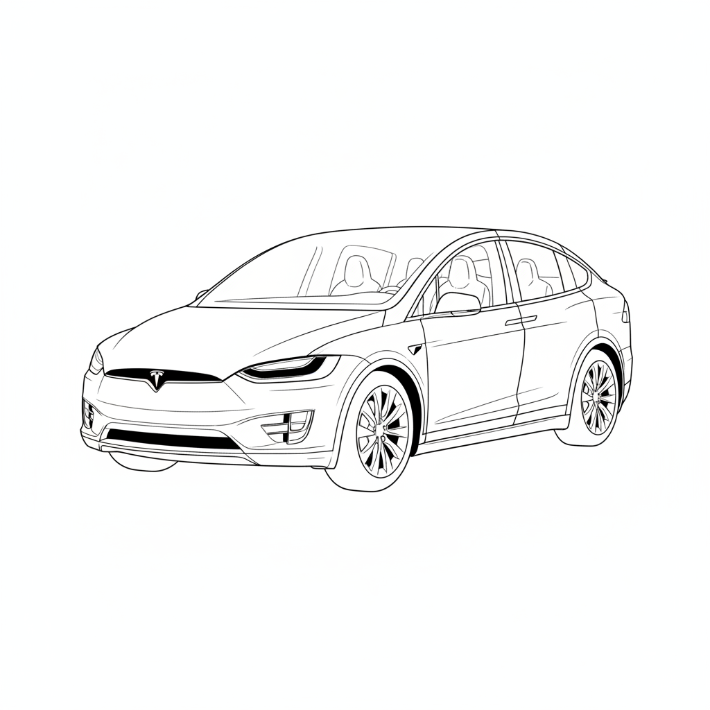 2019 TESLA Model X coloring page