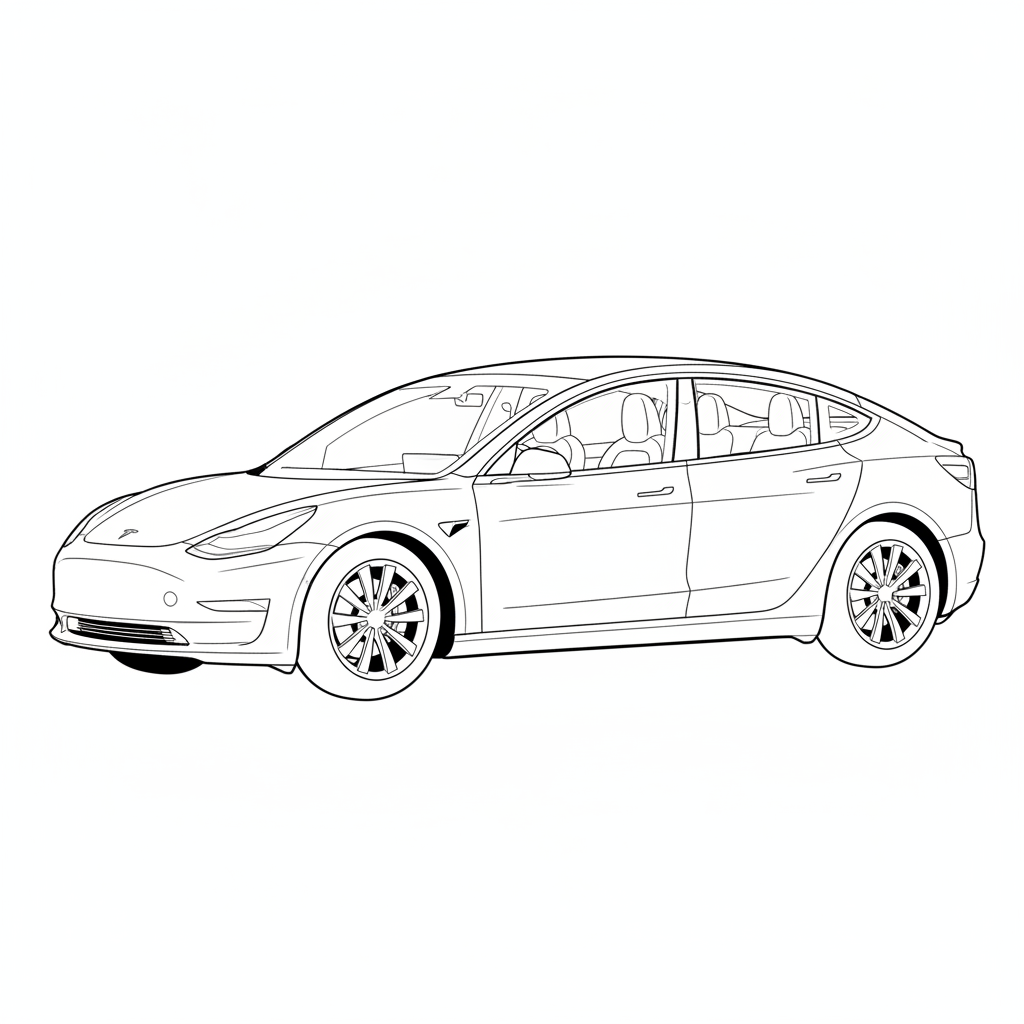 2020 TESLA Model 3 coloring page