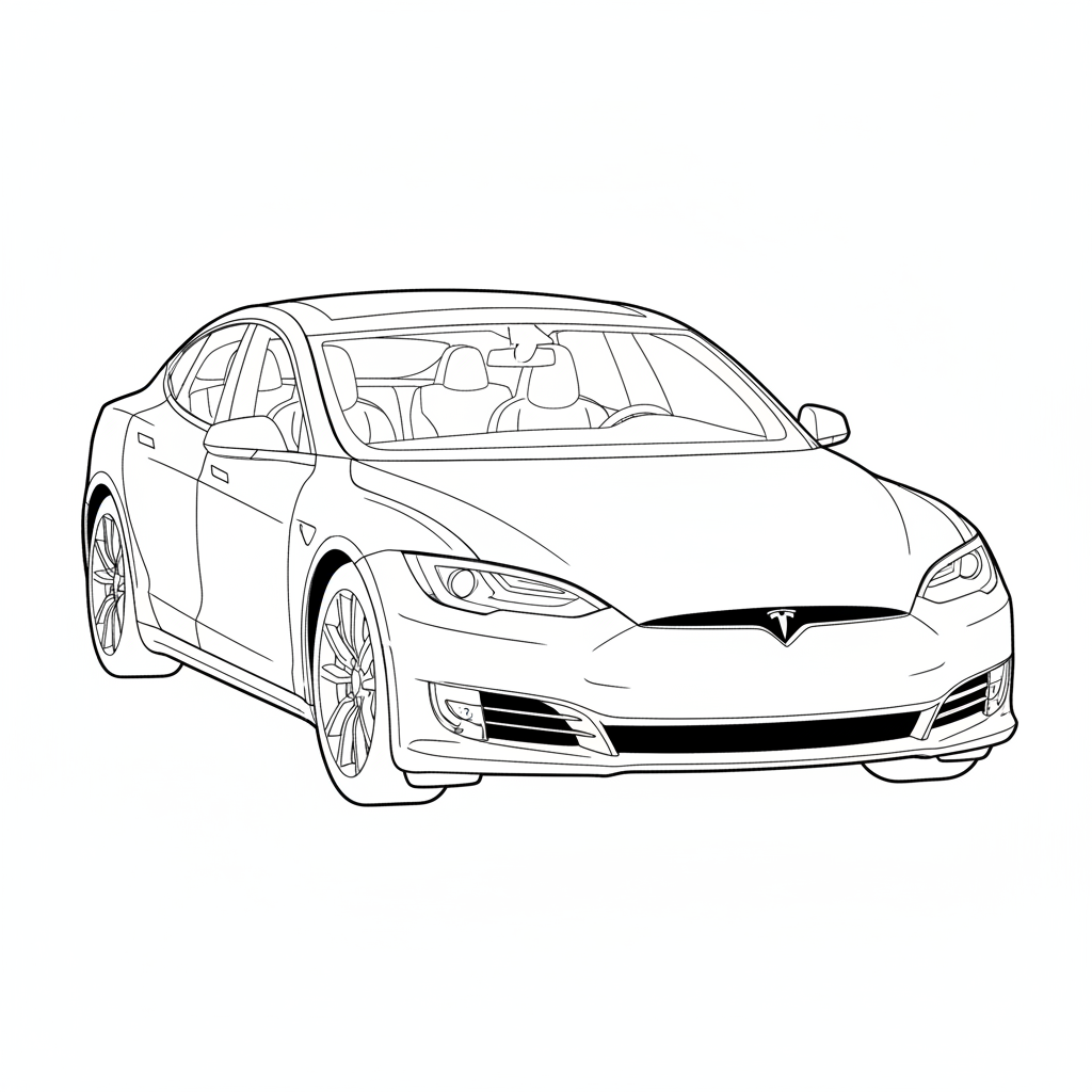 2020 TESLA Model S coloring page