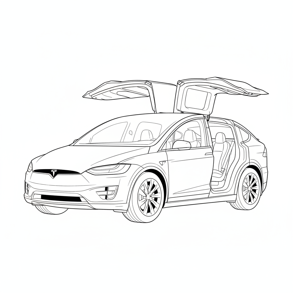 2020 TESLA Model X coloring page