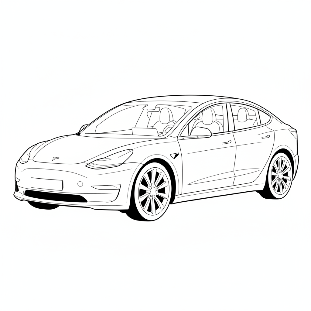 2021 TESLA Model 3 coloring page