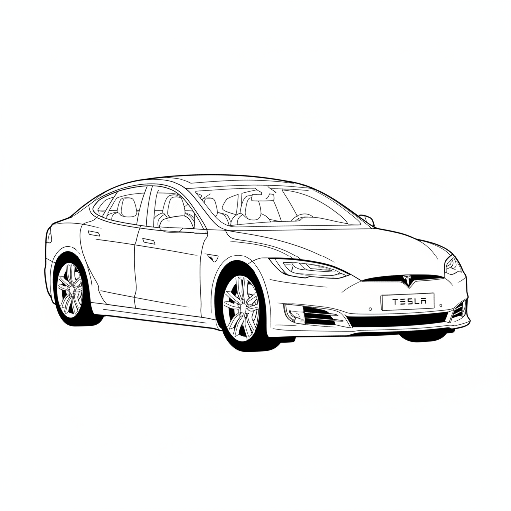 2021 TESLA Model S coloring page