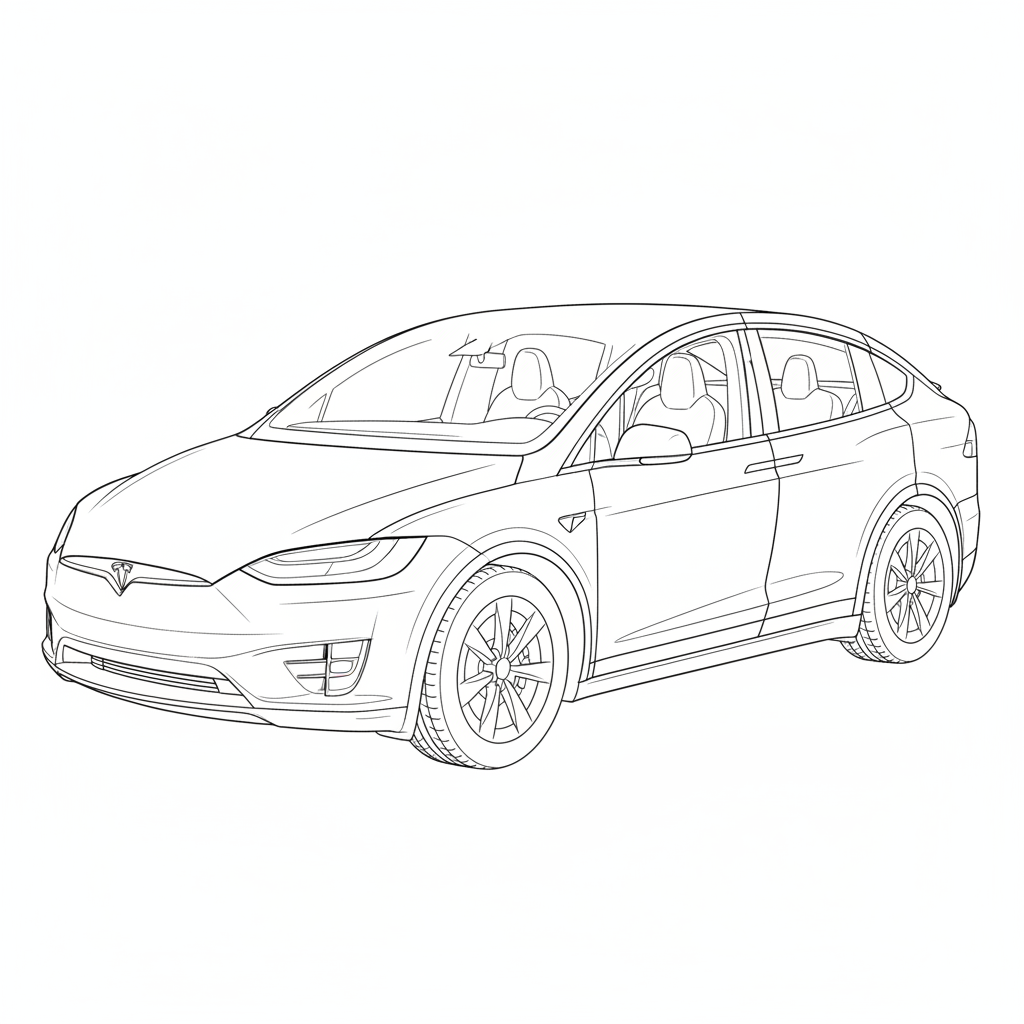 2021 TESLA Model X coloring page