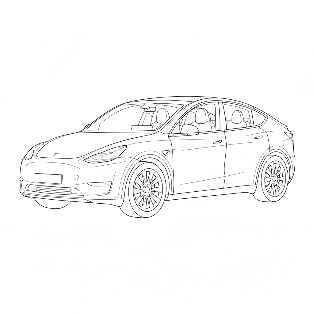 2021 TESLA Model Y coloring page