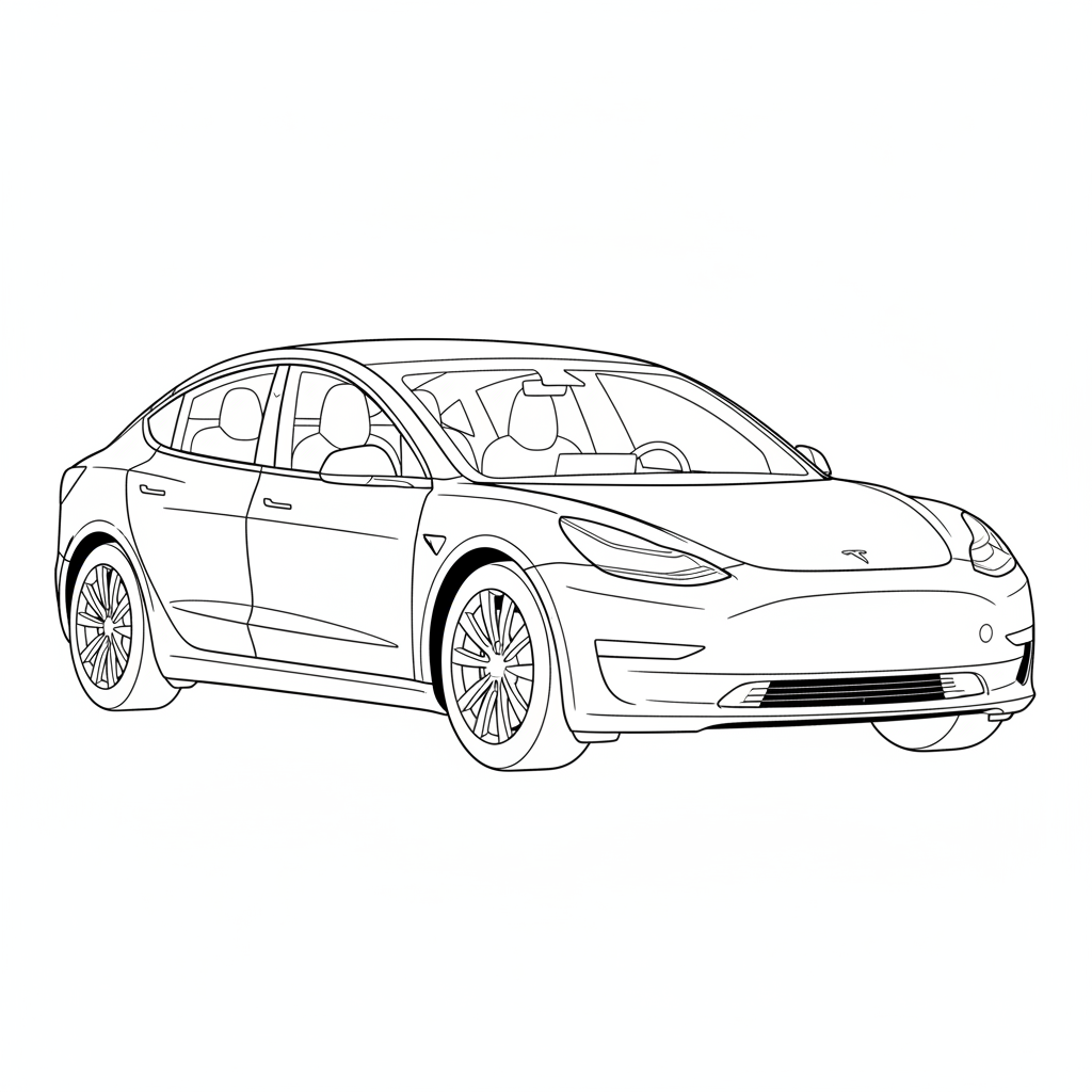 2022 TESLA Model 3 coloring page