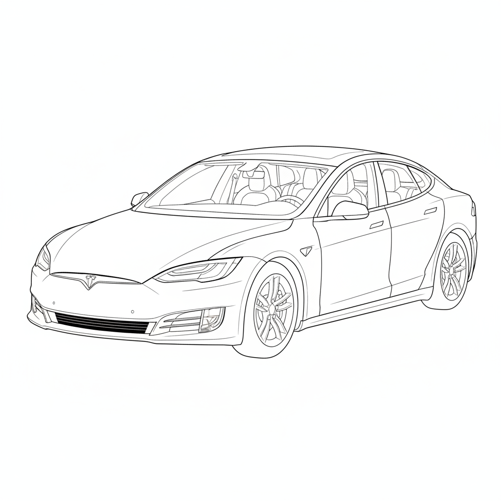 2022 TESLA Model S coloring page