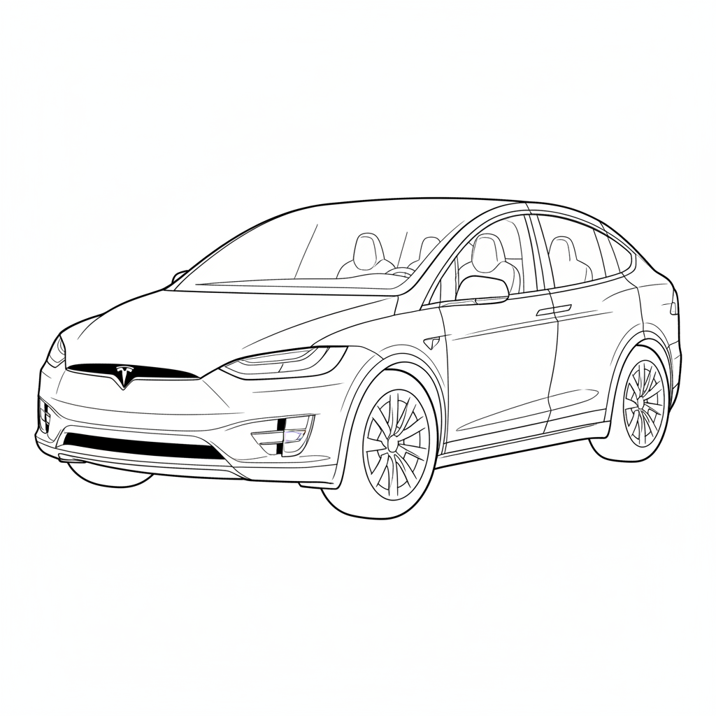 2022 TESLA Model X coloring page