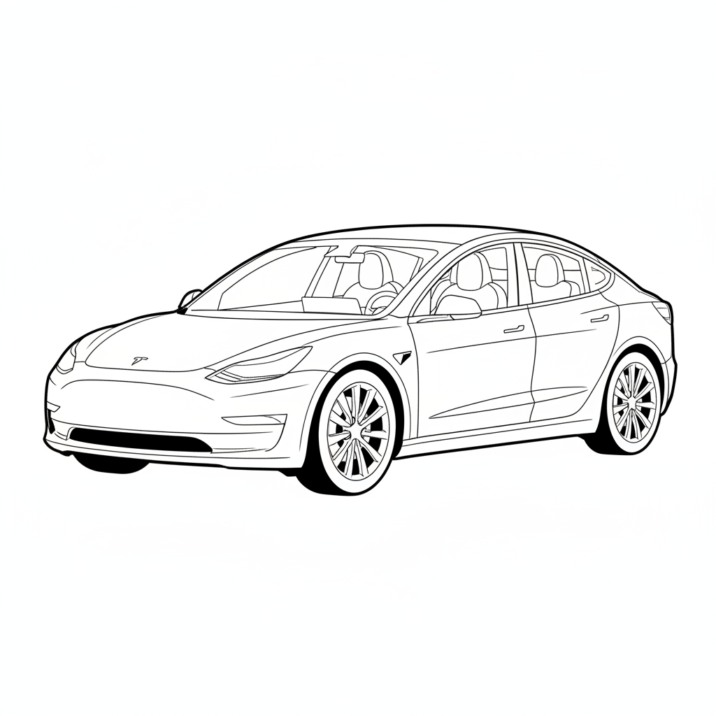 2023 TESLA Model 3 coloring page
