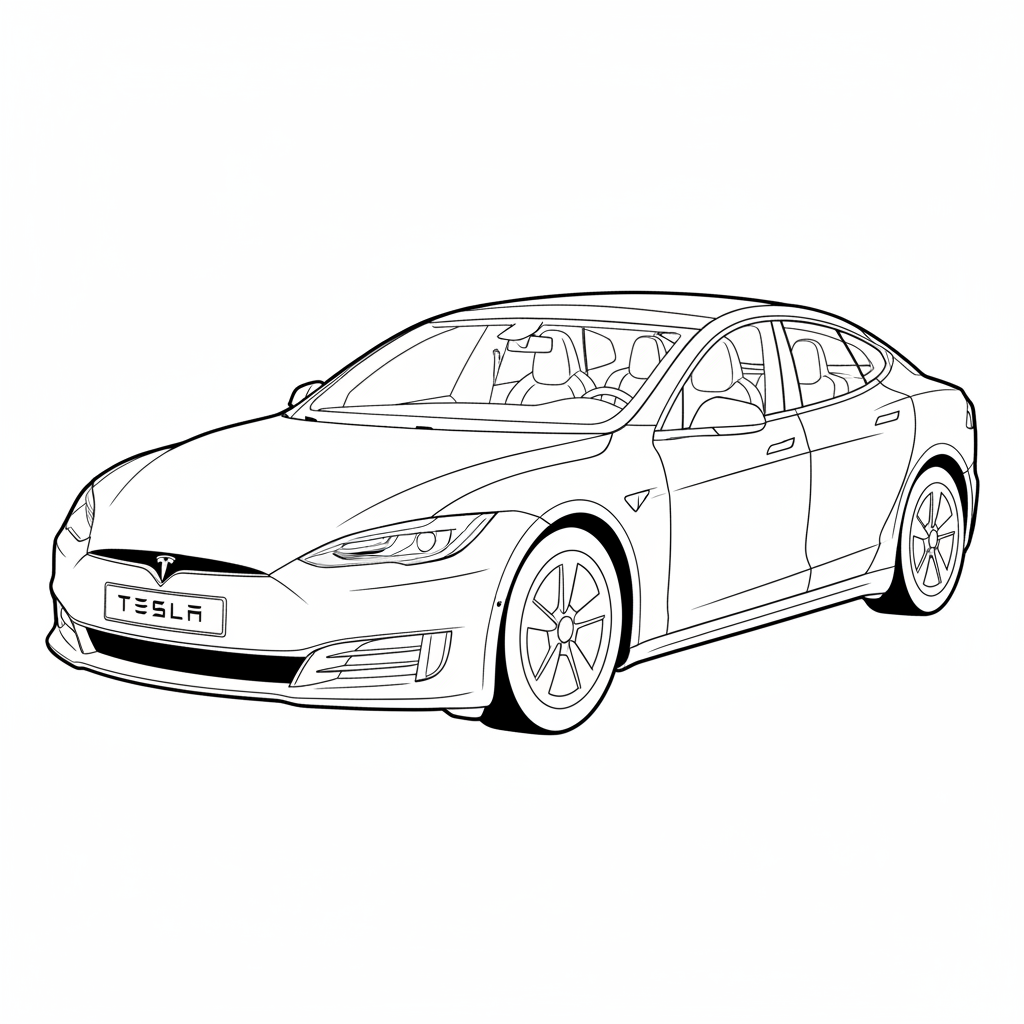 2023 TESLA Model S coloring page