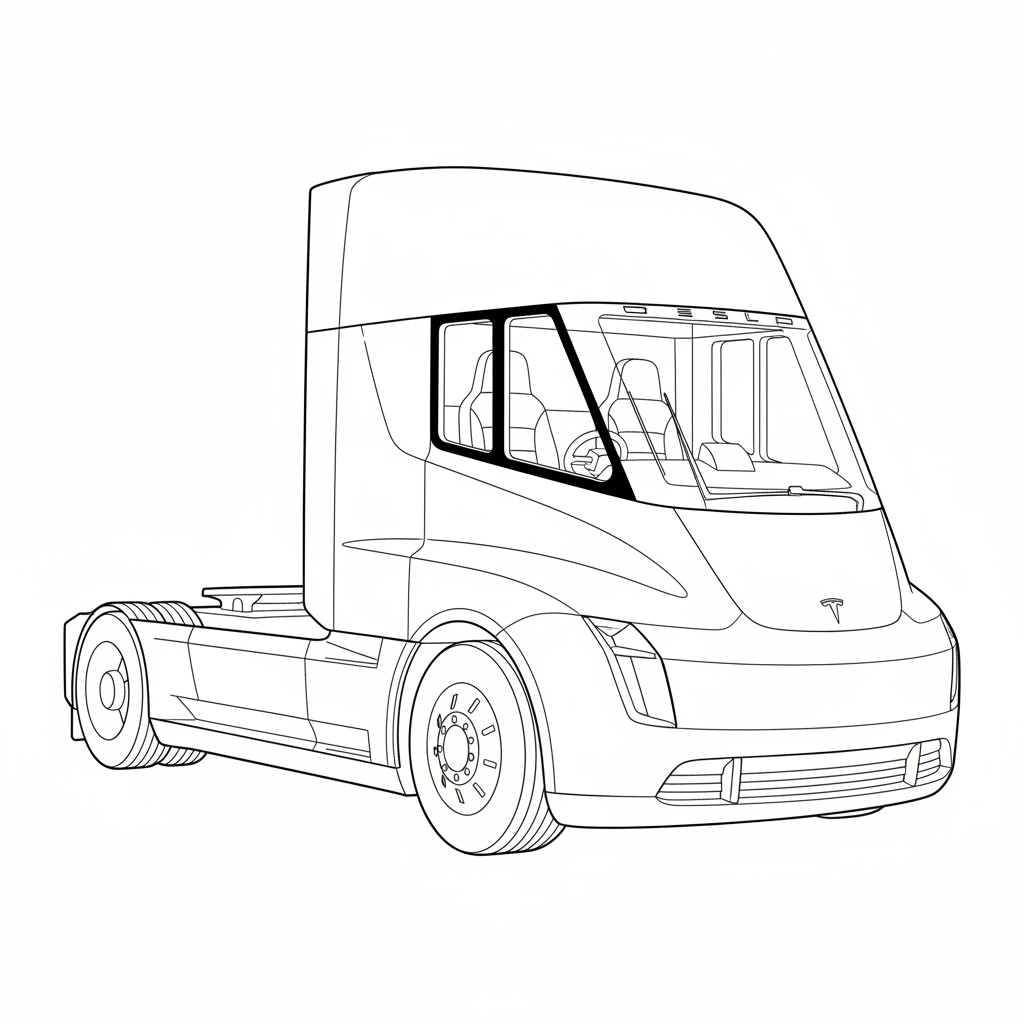 2024 TESLA Semi coloring page
