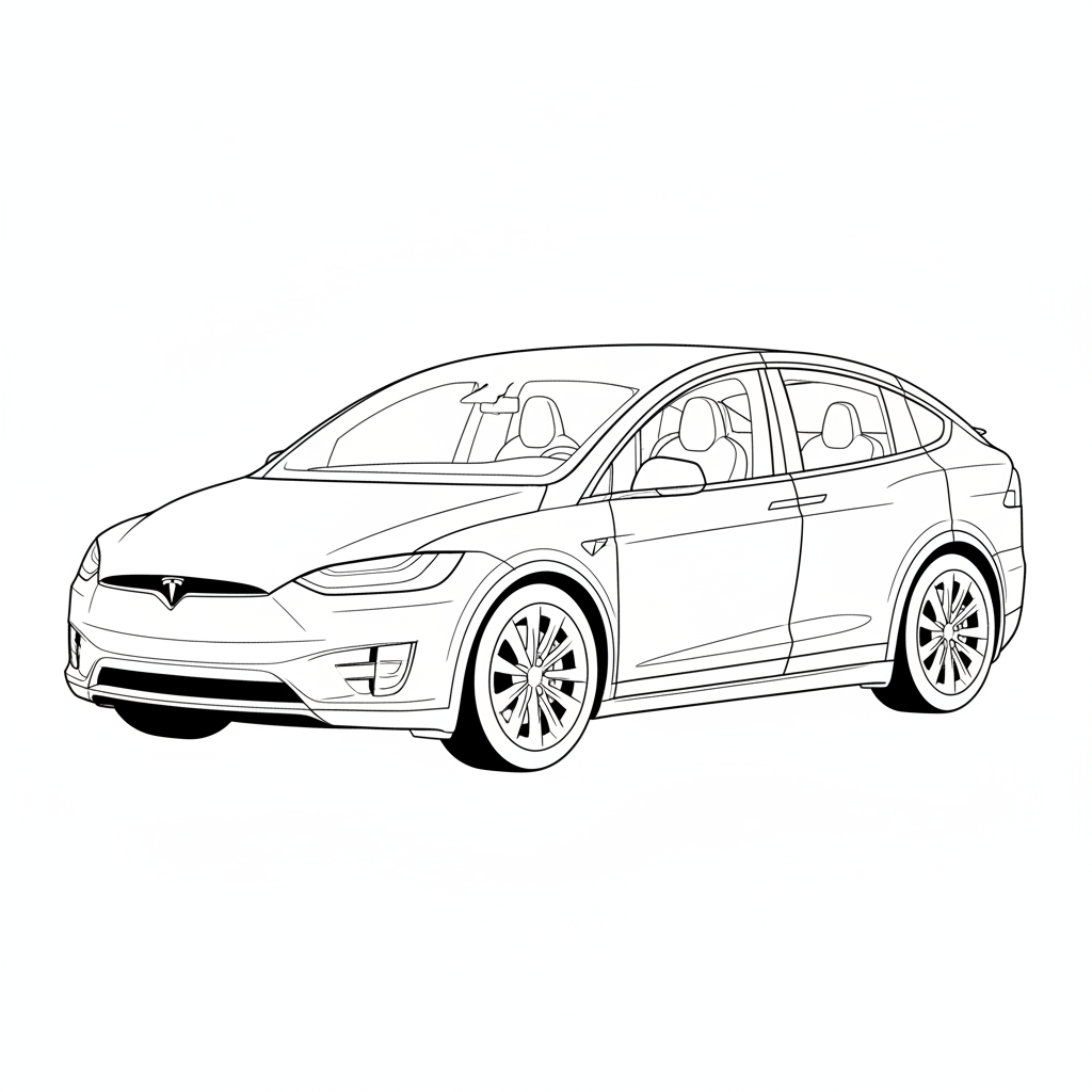 2025 TESLA Model X coloring page