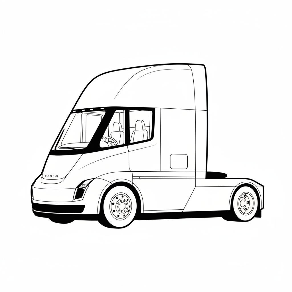 2025 TESLA Semi coloring page